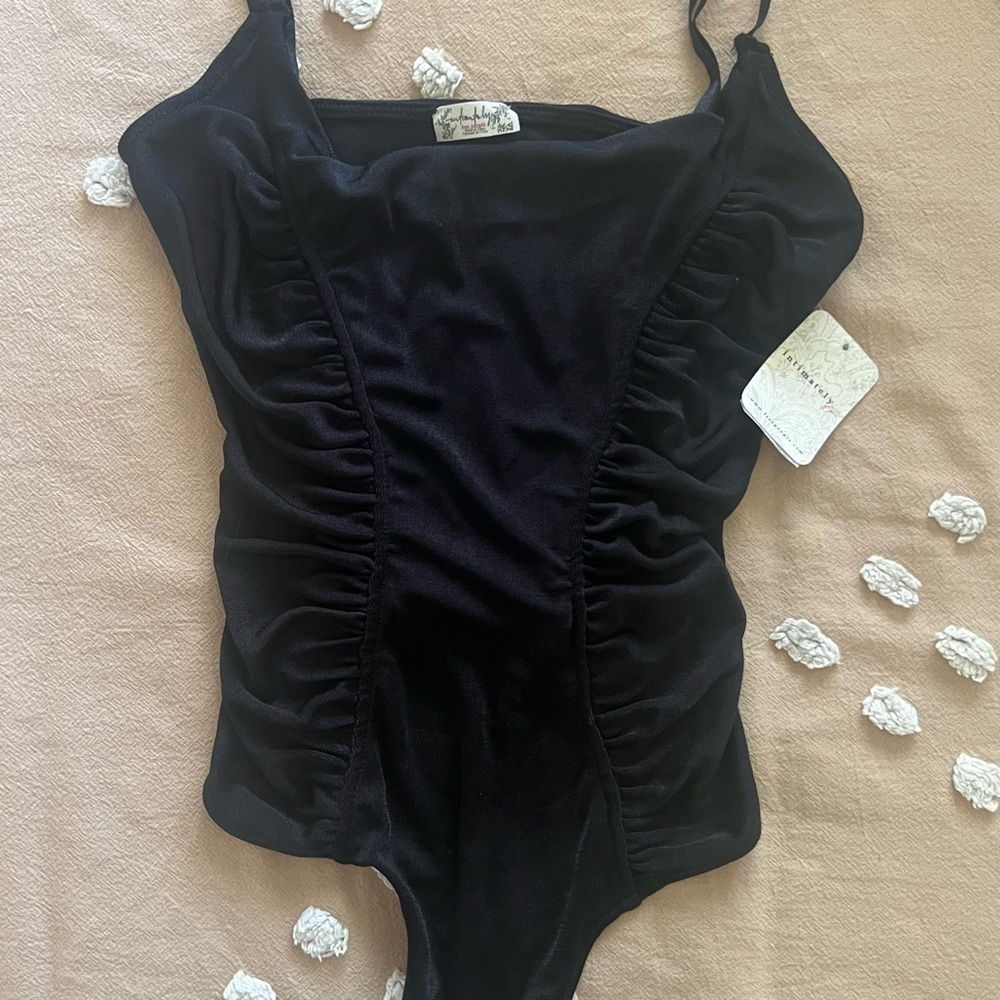 Black Ruched Free People Bodysuit